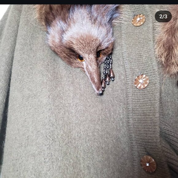 Kamiran taxidermy fur angora sweater jacket - Picture 2 of 3